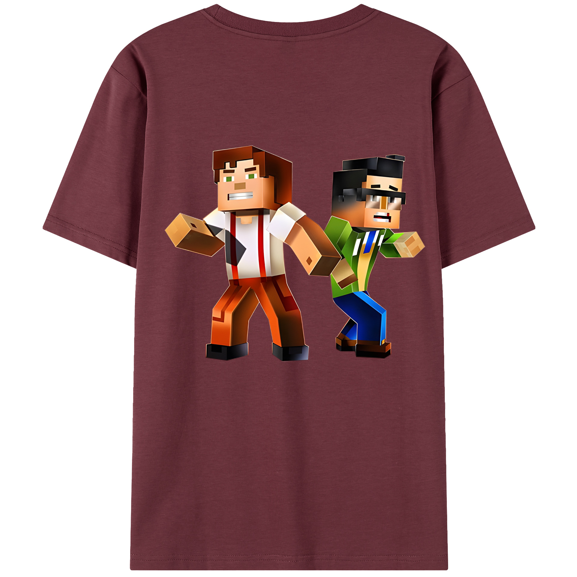 （画像用） マインクラフト ブロックの世界 Minecraft MC Block world 綿100％半袖Tシャツ（背面プリント）